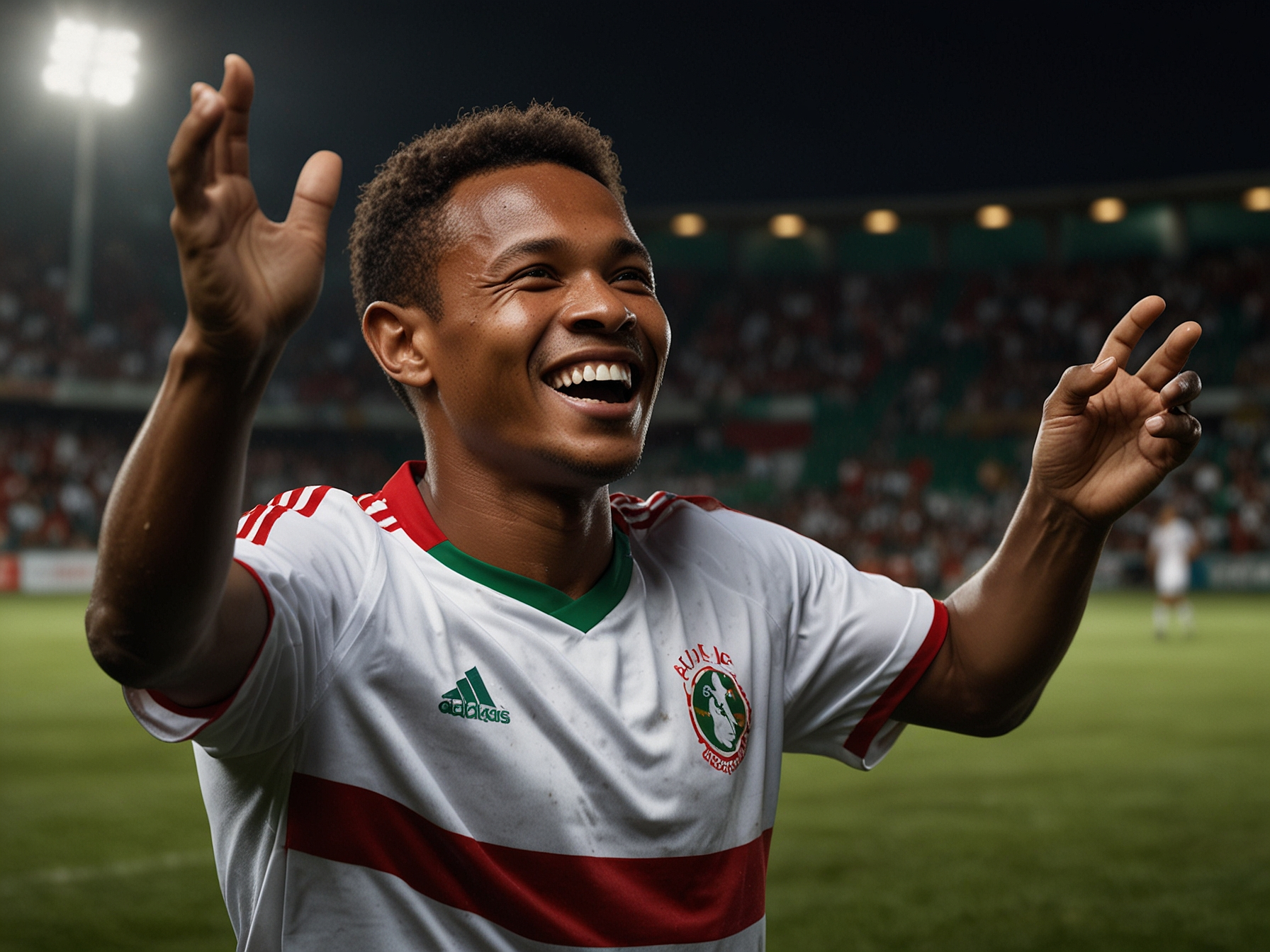Joueur de football célébrant une victoire